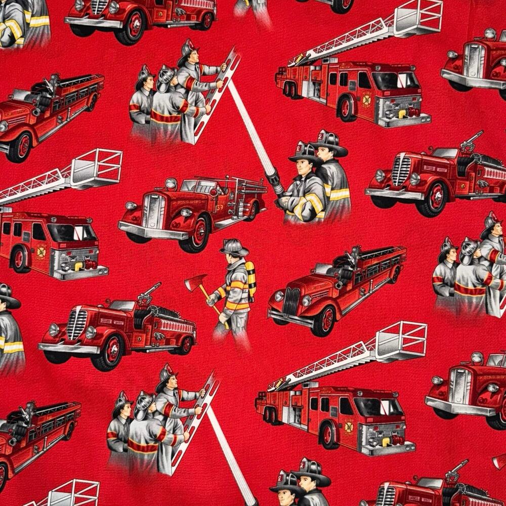 Firefighters by The Alexander Henry Fabric Collection - 1/2 Yard - Firetruck